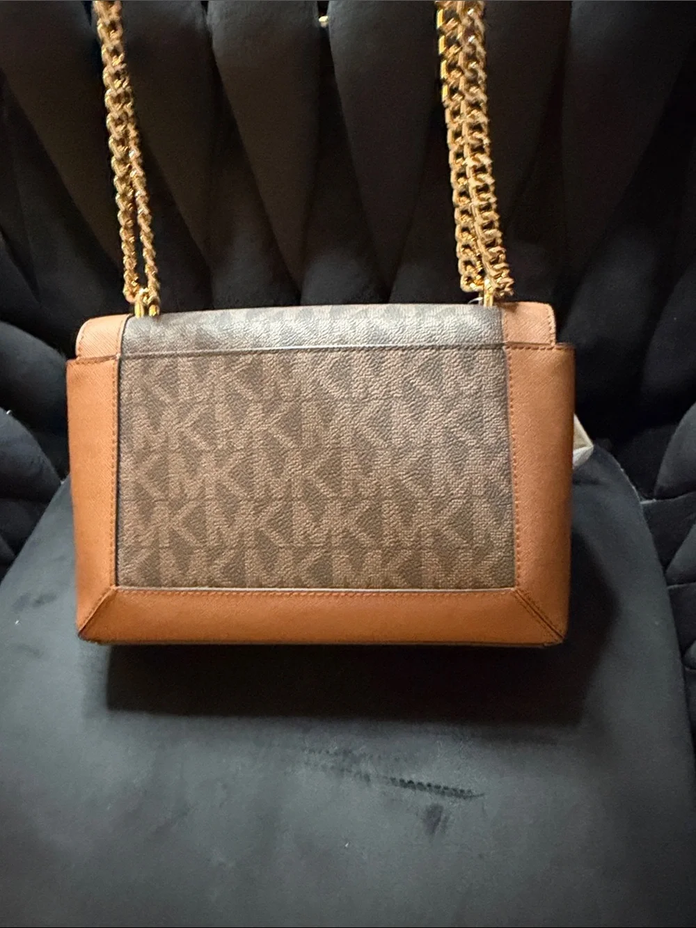 Michael Kors Brown and Dark Brown Logo Crossbody Bag